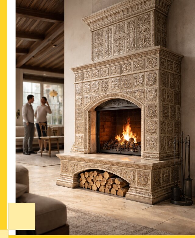 Купить изразцовый камин в Пскове от 253750 р. | ЭриданПск