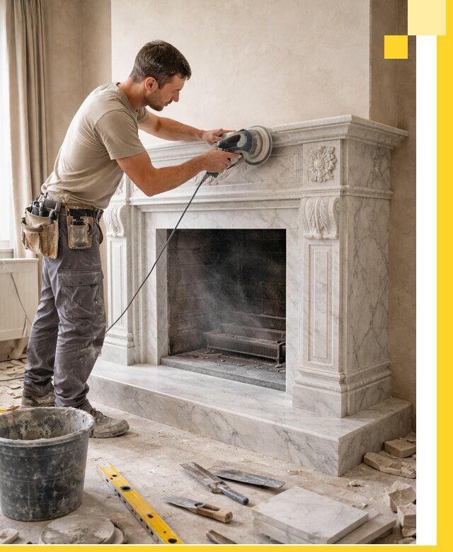 Изготовление и установка мраморных каминов в Пскове под ключ