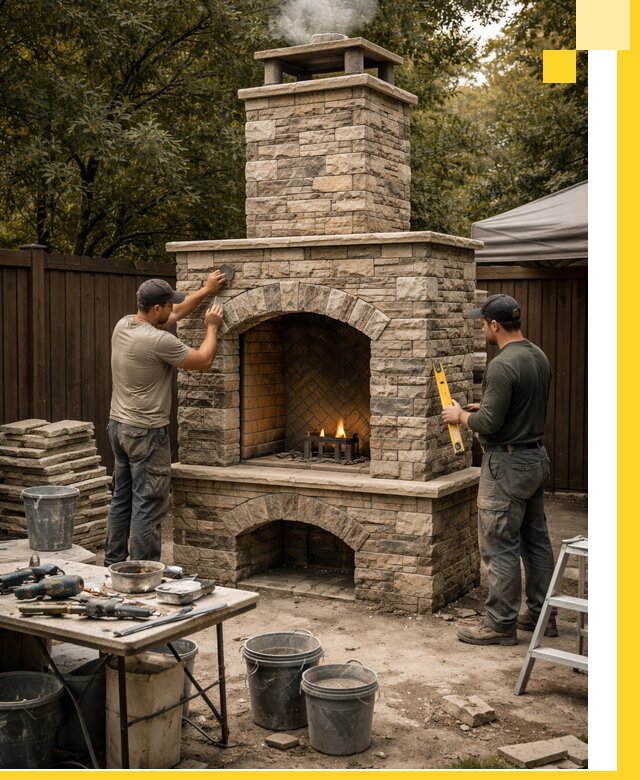 Проектирование и установка уличных каминов в Пскове