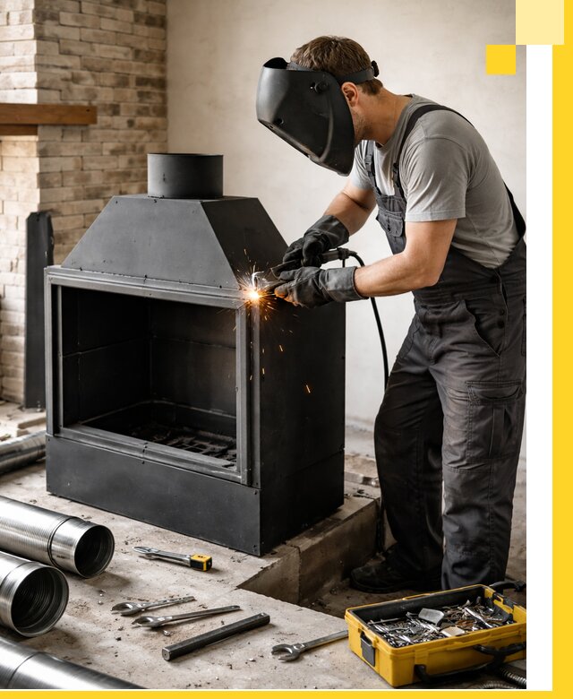 Продажа и установка металлических каминов в Пскове под ключ