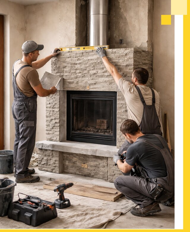 Профессиональный монтаж каминов под ключ в Пскове для дома