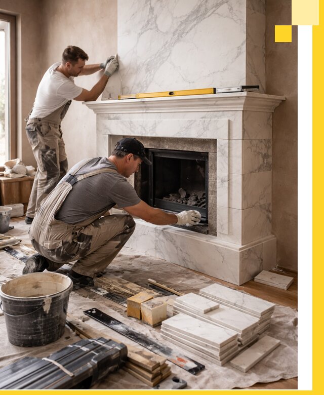 Отделка каминов в Пскове качественные облицовочные работы