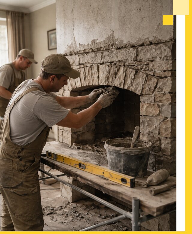 Изготовление каминов под ключ в Пскове, монтаж и отделка