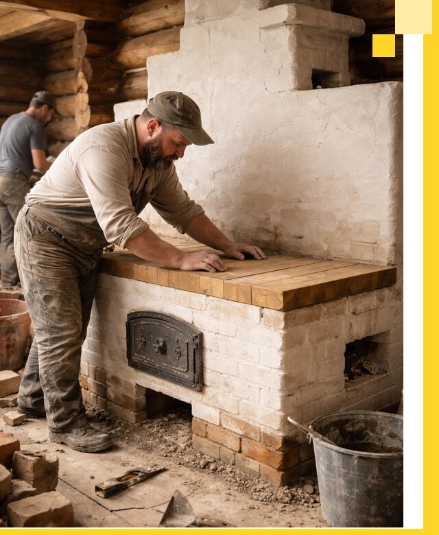 Проектирование и установка русской печи с лежанкой в Пскове