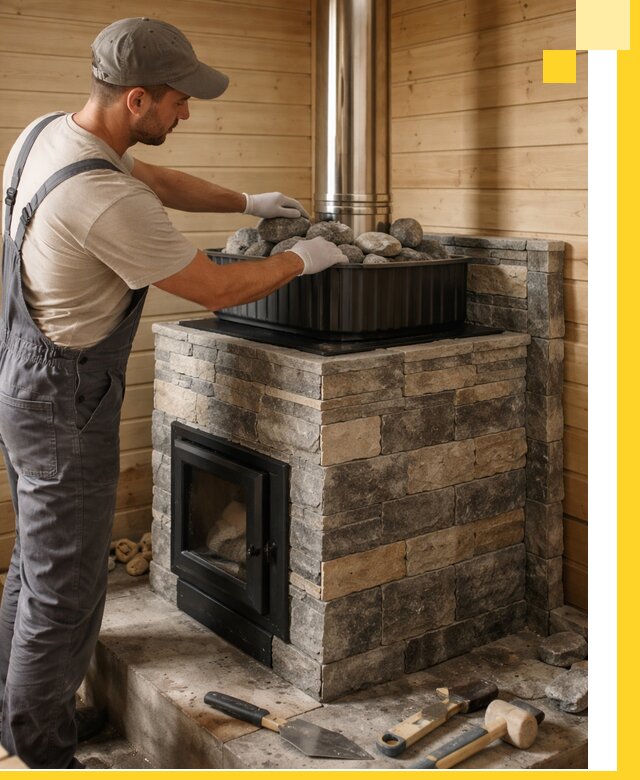 Печи для парной в Пскове, производство, монтаж и обслуживание