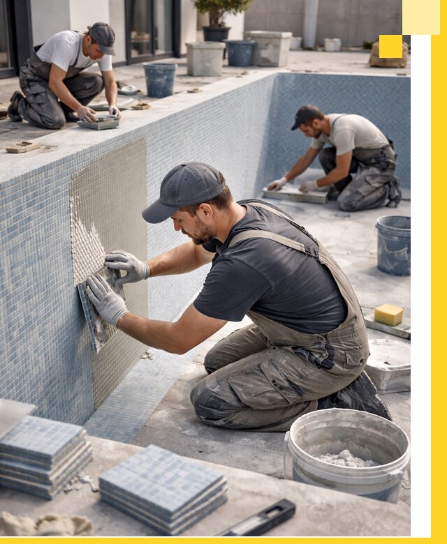 Облицовка бассейнов в Пскове плитка мозаика гидроизоляция