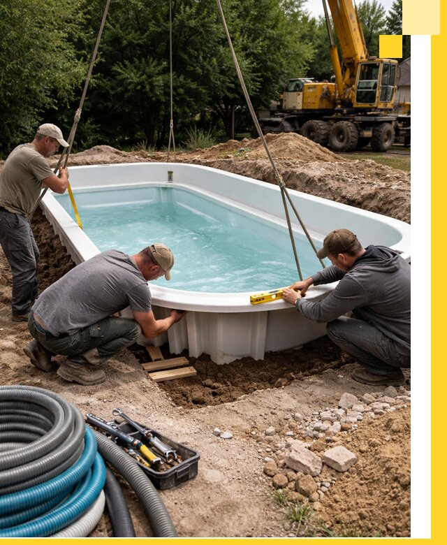 Установка и монтаж композитных бассейнов под ключ в Пскове