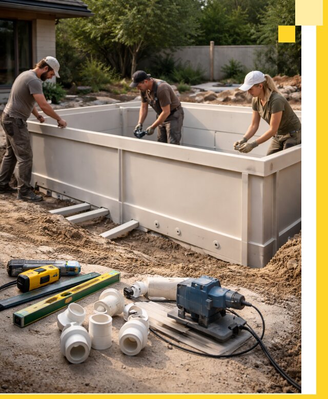 Установка полипропиленовых бассейнов под ключ в Пскове