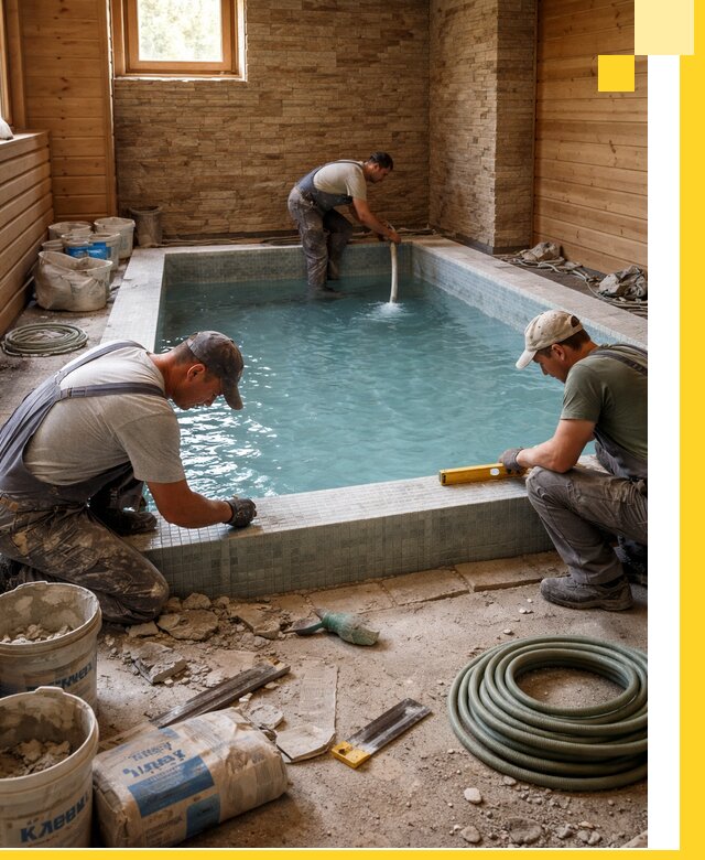 Проектирование и строительство бассейнов для бани в Пскове