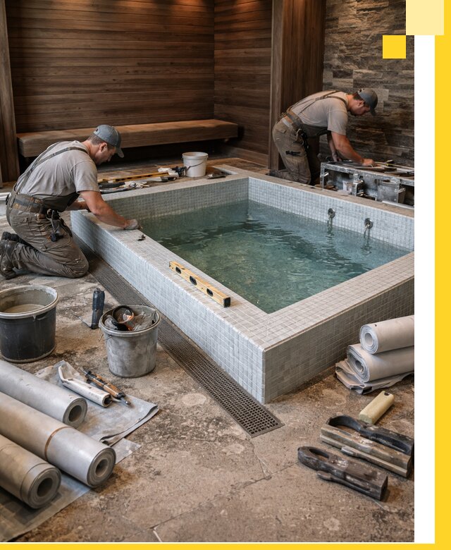 Установка и строительство бассейнов для сауны в Пскове