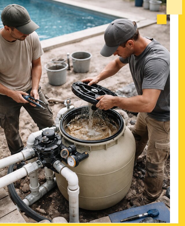 Установка и обслуживание песочных фильтров для бассейнов в Пскове