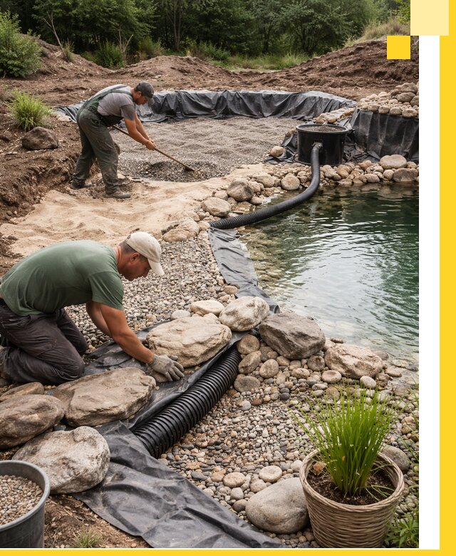 Строительство природных бассейнов и озер в Пскове под ключ