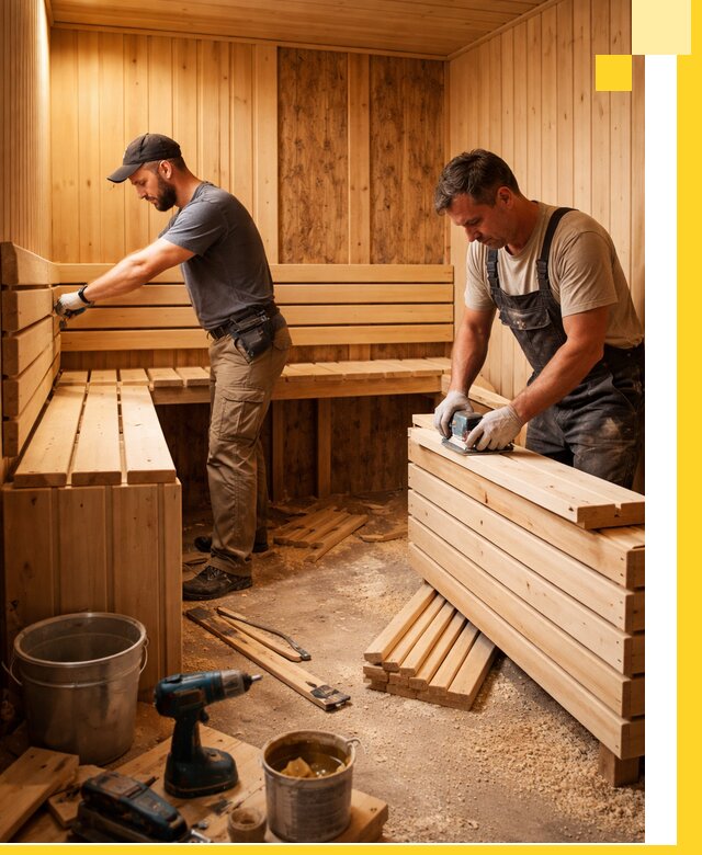 Профессиональный комплексный ремонт саун под ключ в Пскове