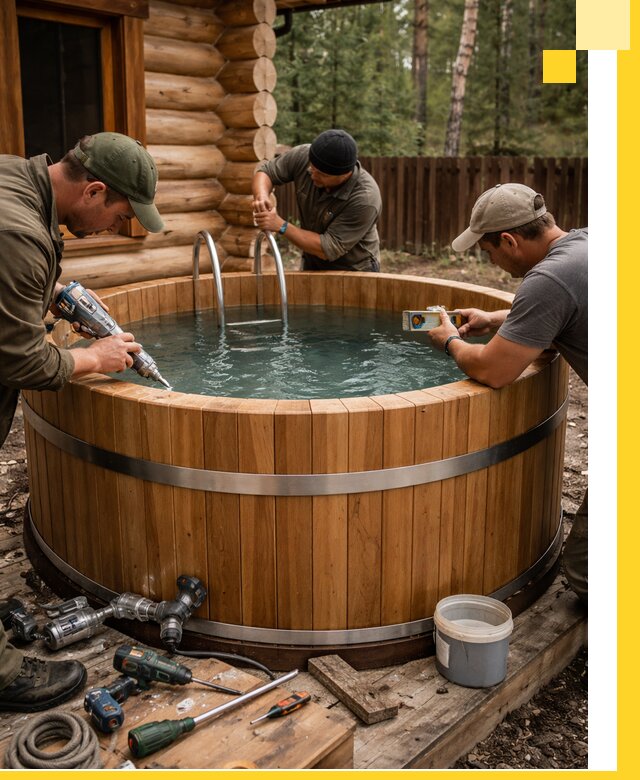 Строительство бань с купелью под ключ и отделкой в Пскове