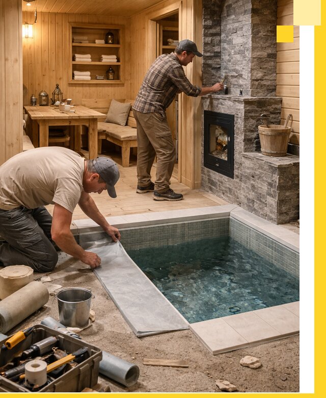 Строительство бань с комнатой отдыха под ключ в Пскове