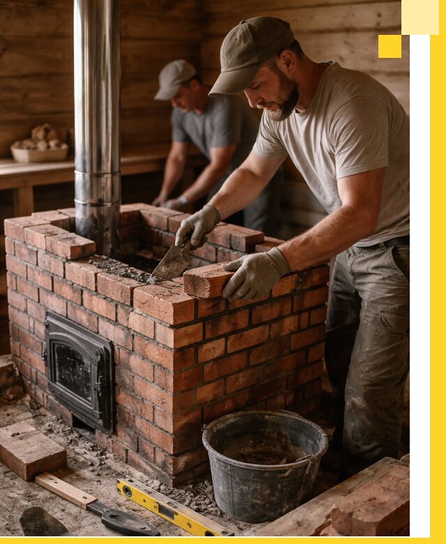 Кирпичные печи для бани под ключ в Пскове, проект и монтаж