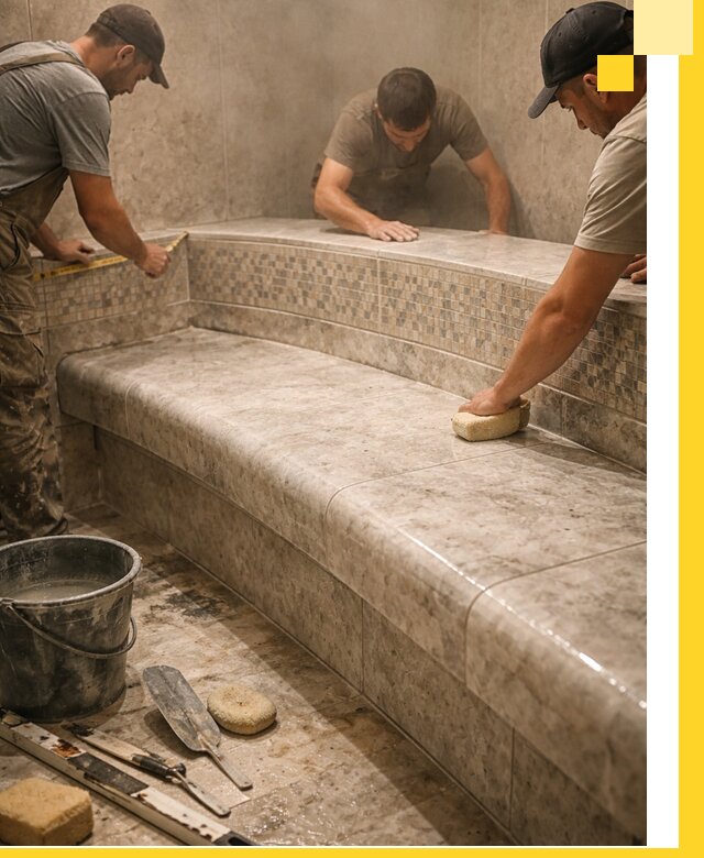 Изготовление и установка сидений для хамама в Пскове