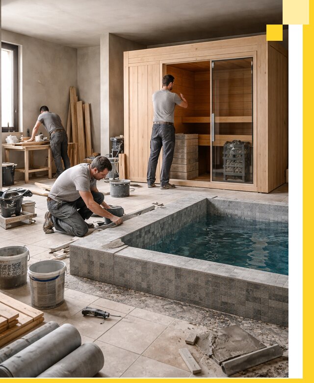 SPA зоны под ключ с бассейном сауной и печью в Пскове